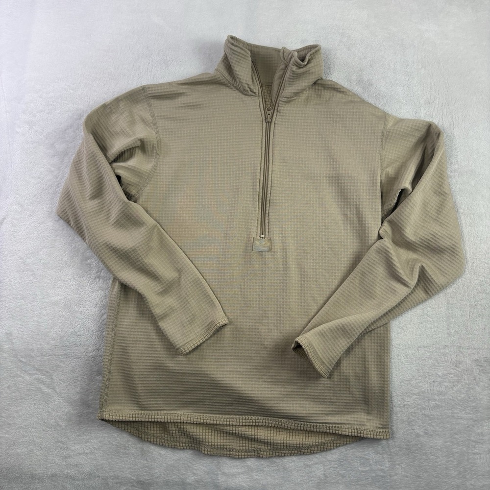 Polartec Beige 1/4 Zip Long Sleeve Sweatshirt Men's Large Military